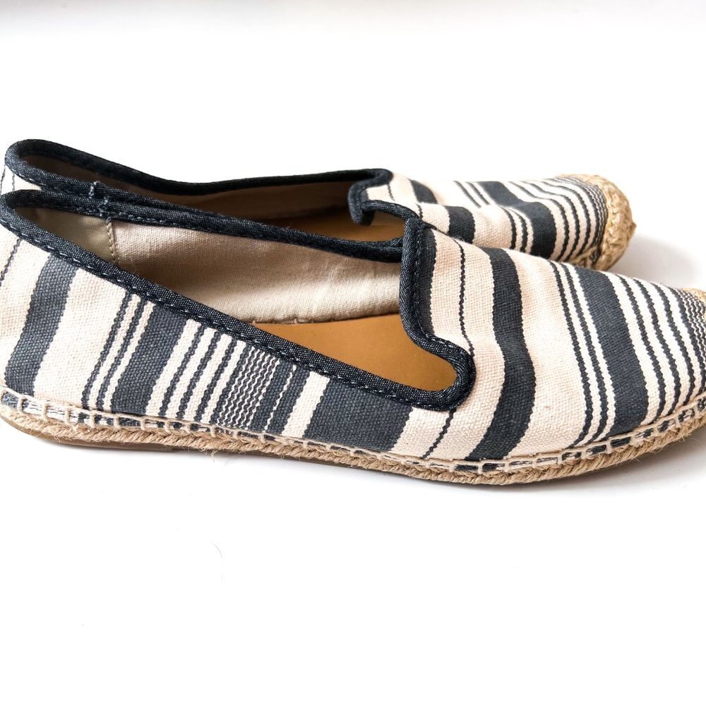 Bass Jenna espadrille Navy/Gray and Cream stripe size 9 - Picture 7 of 10